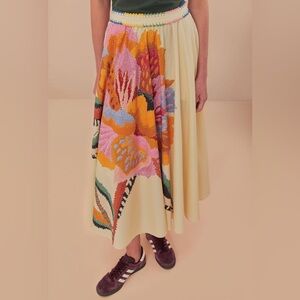 NWT Farm Rio Beige Lucy Floral Maxi Skirt M